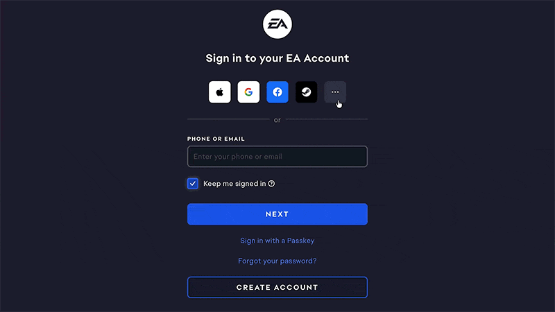 GIFs showing the log in page with various linked account options.
