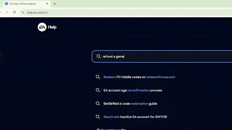 GIF showing how to access the Refund Tool