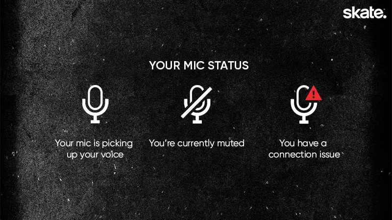 Mic status icons in Skate.