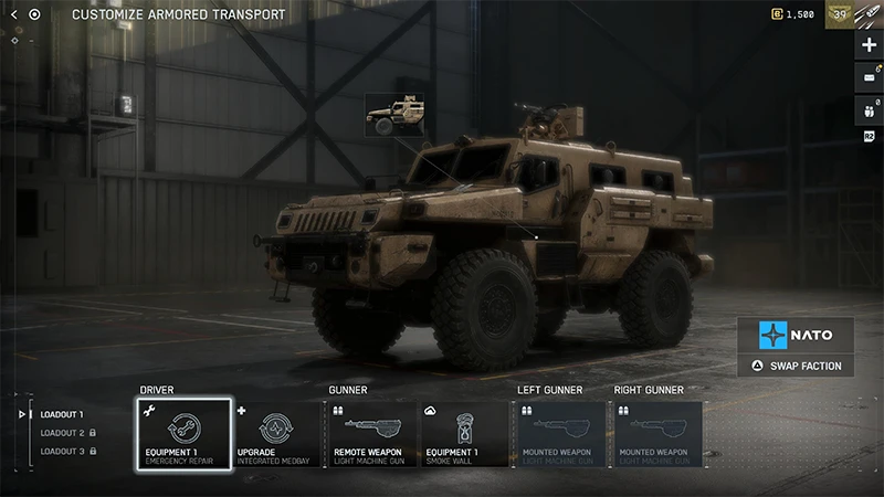 A player is customizing the Armored Transport vehicle.