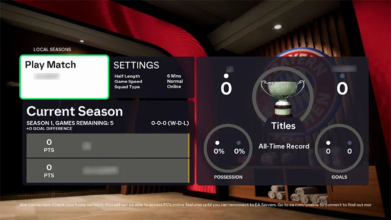 Play Match is highlighted in the Local Seasons hub.