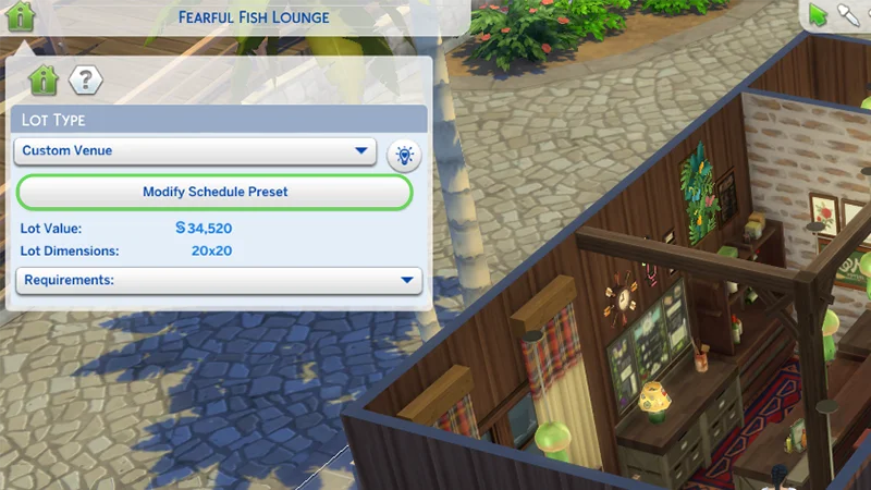 In Venue Info menu a green line surrounds the Modify Schedule Preset option.