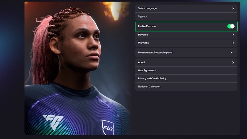 Enable Playtime toggled on in the Playtime menu.